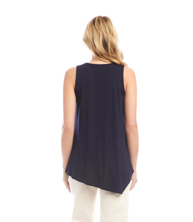 Karen Kane Navy Drape Front Tank Karen Kane