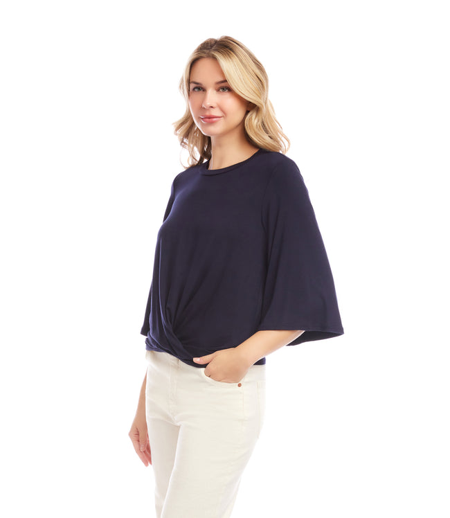 Karen Kane Navy Drape Front Top Karen Kane