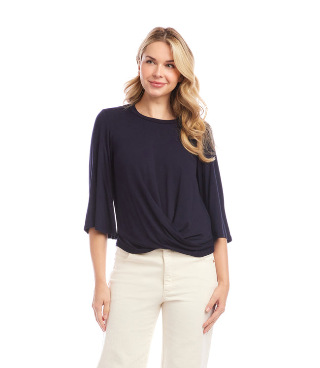 karen kane Navy Drape Front Top Karen Kane