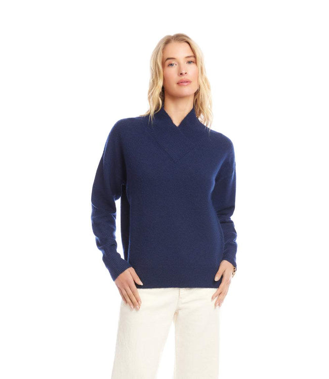Karen Kane Navy Shawl Collar Sweater Karen Kane