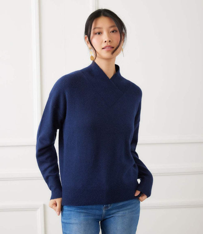 Karen Kane Navy Shawl Collar Sweater Karen Kane