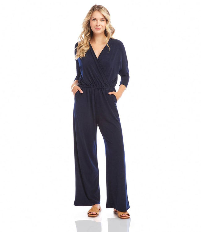 Karen Kane Navy Travel Jersey Jumpsuit Karen Kane