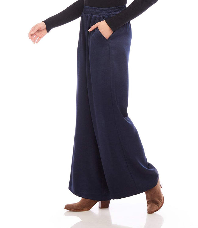 Karen Kane Navy Wide Leg Satin Pants Karen Kane