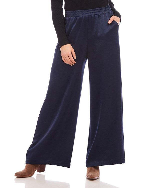 karen kane Navy Wide Leg Satin Pants Karen Kane