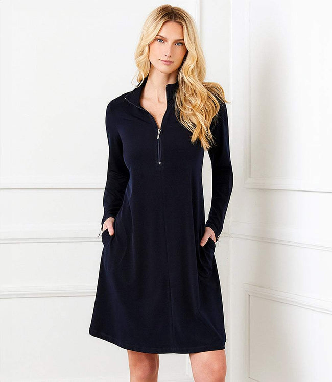 Karen Kane Navy Zip Up Travel Dress Karen Kane