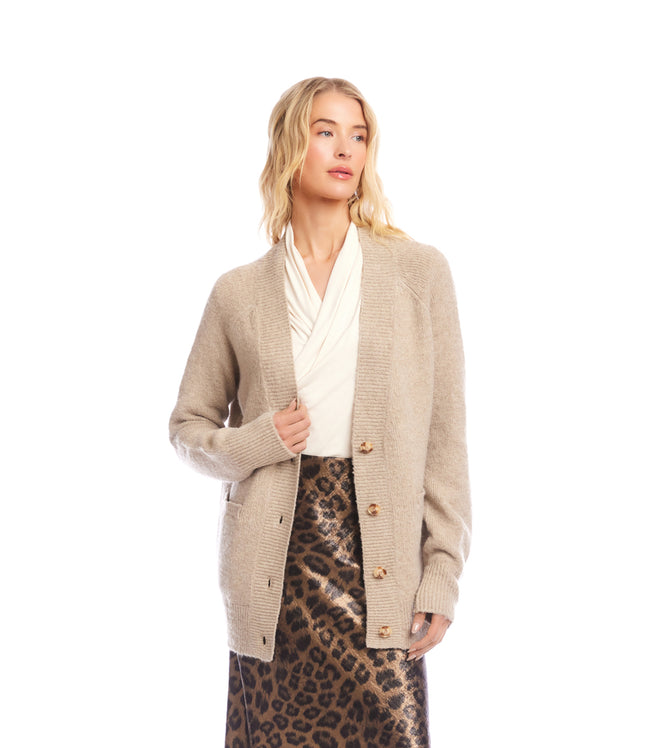 Karen Kane Oatmeal Cardigan Sweater Karen Kane