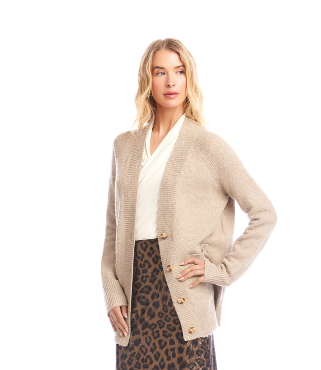 Karen Kane Oatmeal Cardigan Sweater Karen Kane