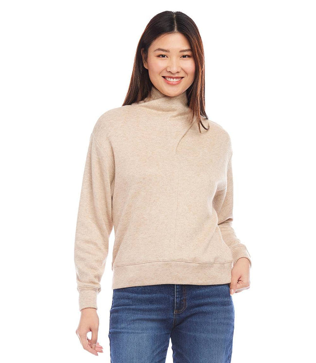 Karen Kane Oatmeal Faux Wrap Turtleneck Karen Kane