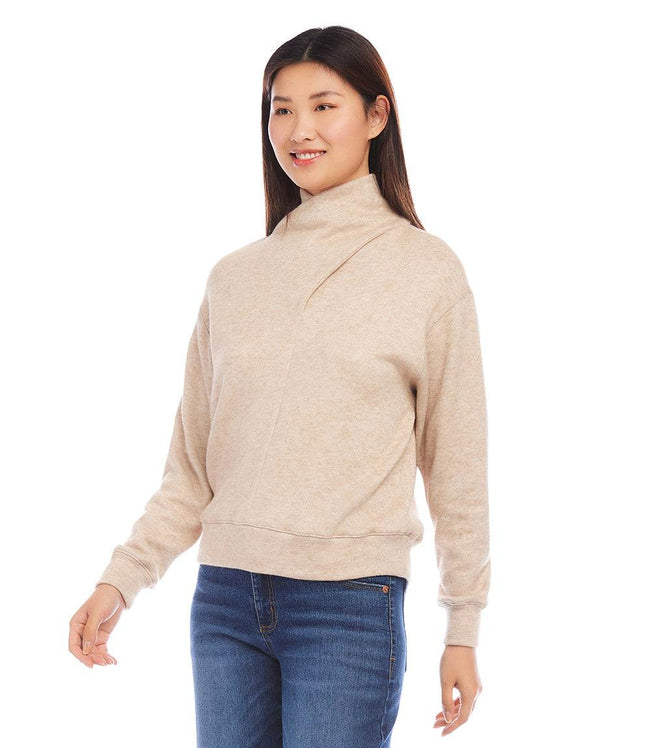 Karen Kane Oatmeal Faux Wrap Turtleneck Karen Kane
