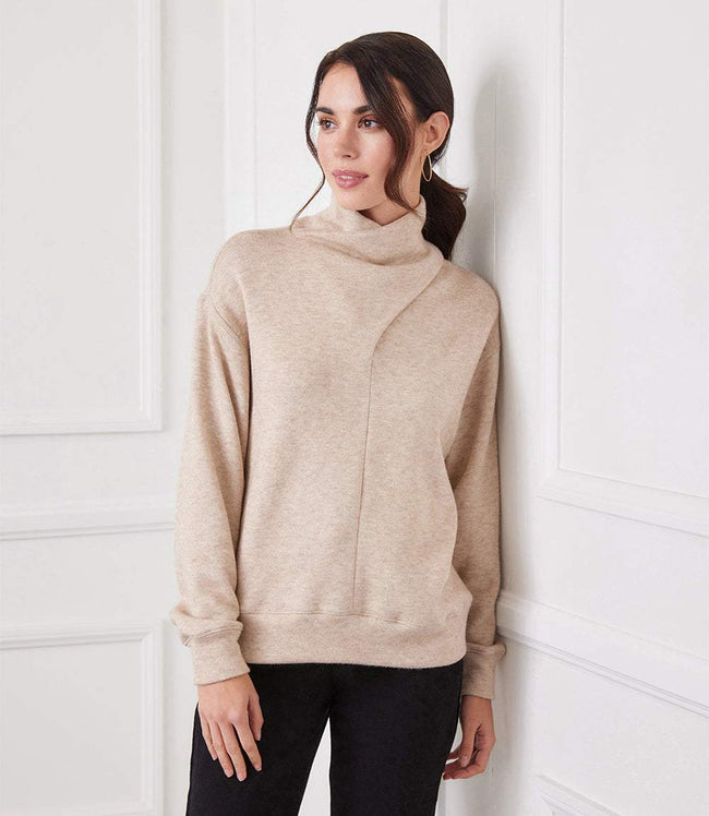 karen kane Oatmeal Faux Wrap Turtleneck Karen Kane
