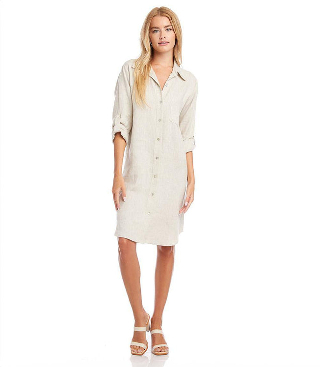 Karen Kane Oatmeal Linen Shirtdress Karen Kane