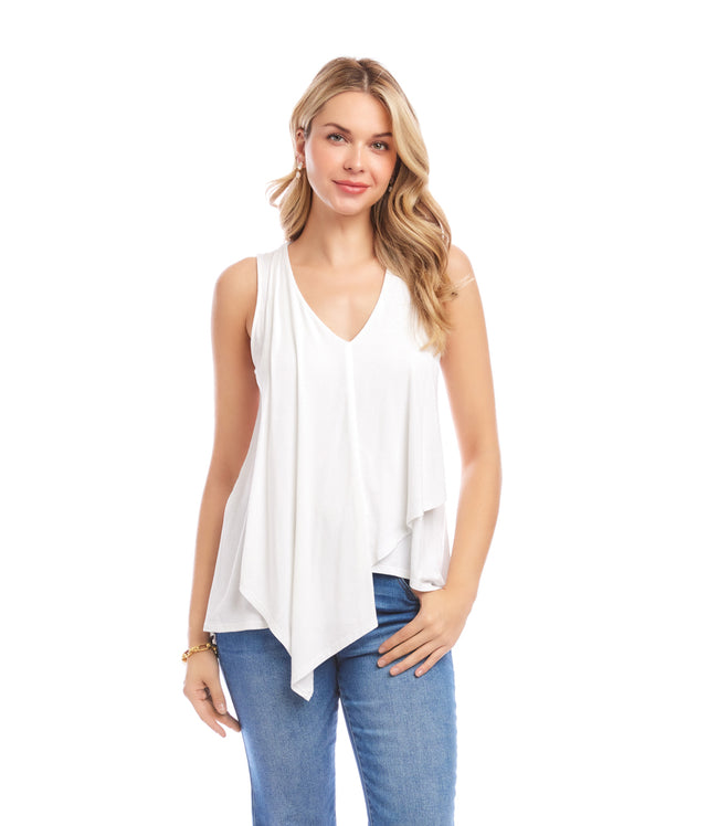 Karen Kane Off White Drape Front Tank Karen Kane