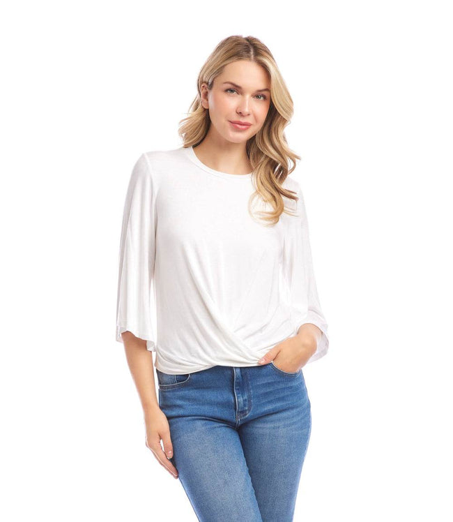 Karen Kane Off White Drape Front Top Karen Kane