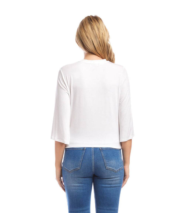 Karen Kane Off White Drape Front Top Karen Kane