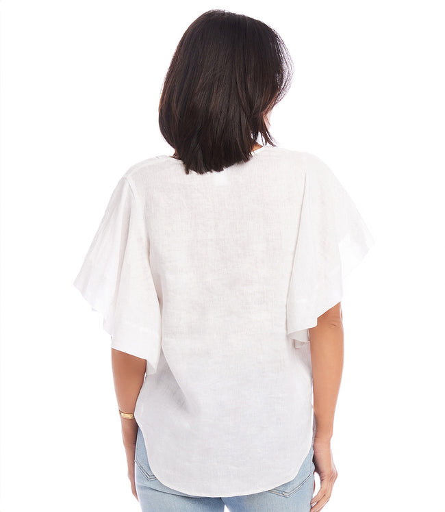 Karen Kane Off White Flutter Sleeve Top Karen Kane