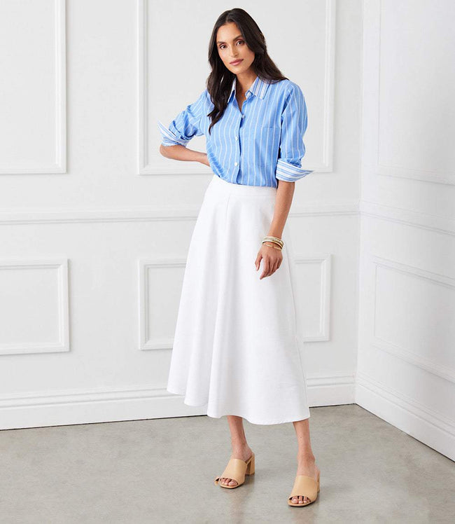 Karen Kane Off White Midi Circle Skirt Karen Kane