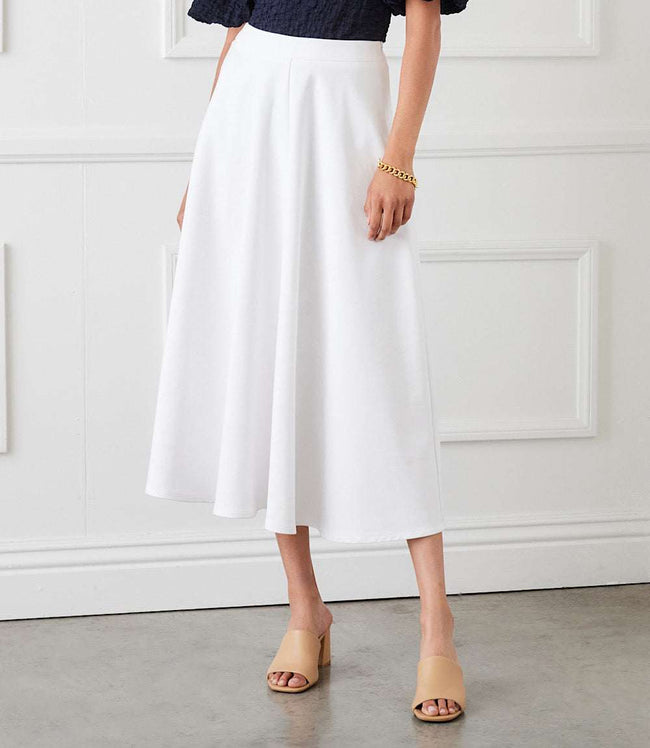 karen kane Off White Midi Circle Skirt Karen Kane