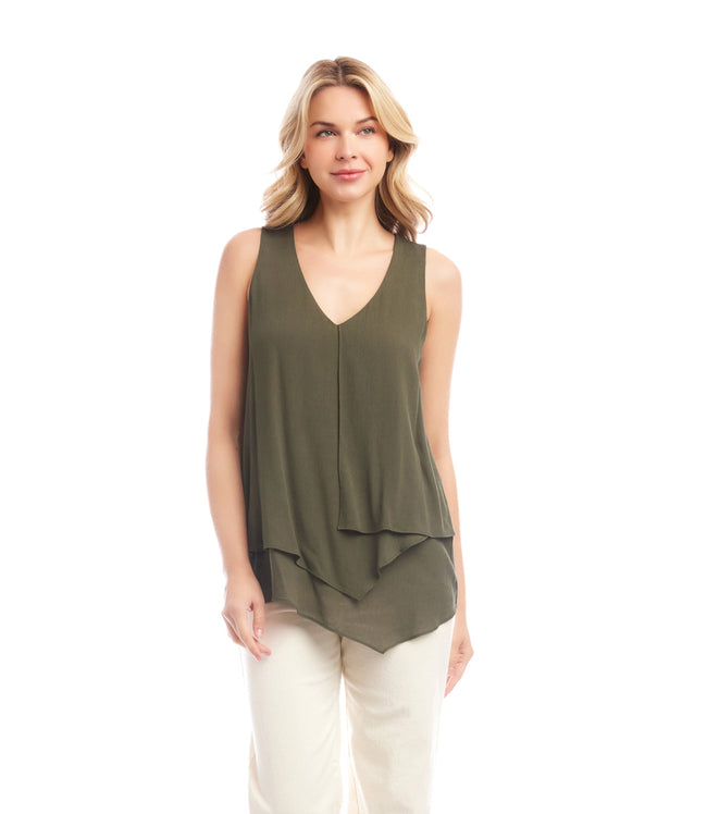 Karen Kane Olive Layered Tank Karen Kane