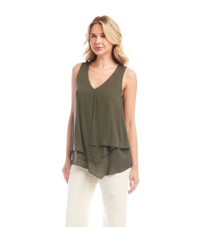 Karen Kane Olive Layered Tank Karen Kane