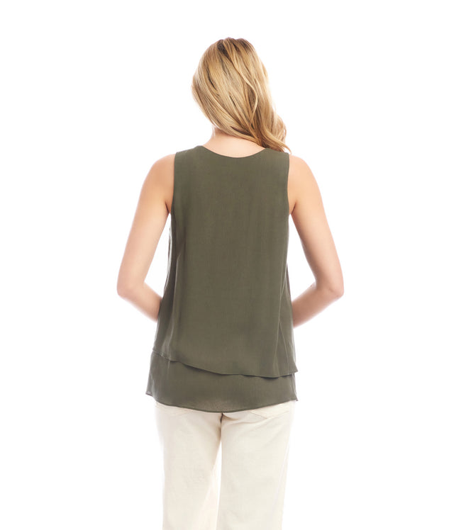 Karen Kane Olive Layered Tank Karen Kane