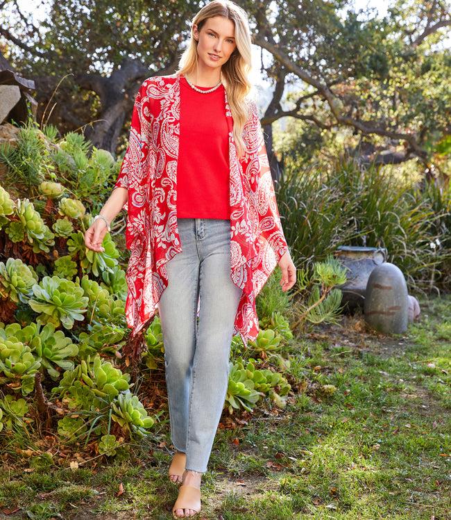 Karen Kane Paisley Open Front Jacket Karen Kane