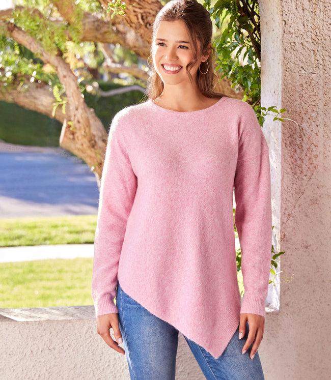 Karen Kane Pink Asymmetric Hem Sweater Karen Kane