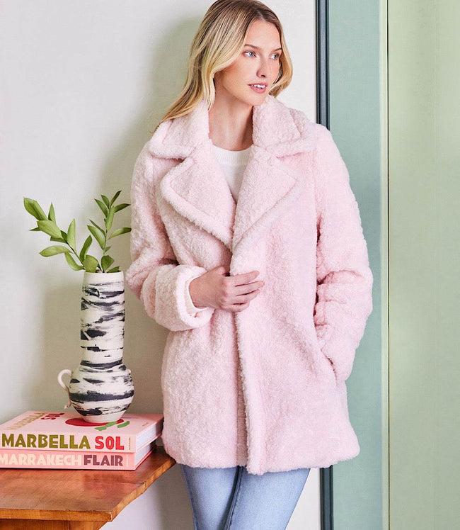 Karen Kane Pink Sherpa Coat Karen Kane