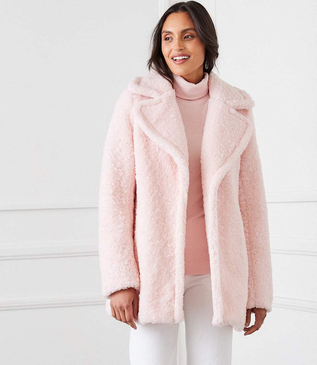 Karen Kane Pink Sherpa Coat Karen Kane