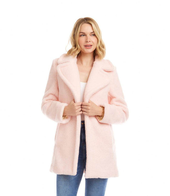 Karen Kane Pink Sherpa Coat Karen Kane