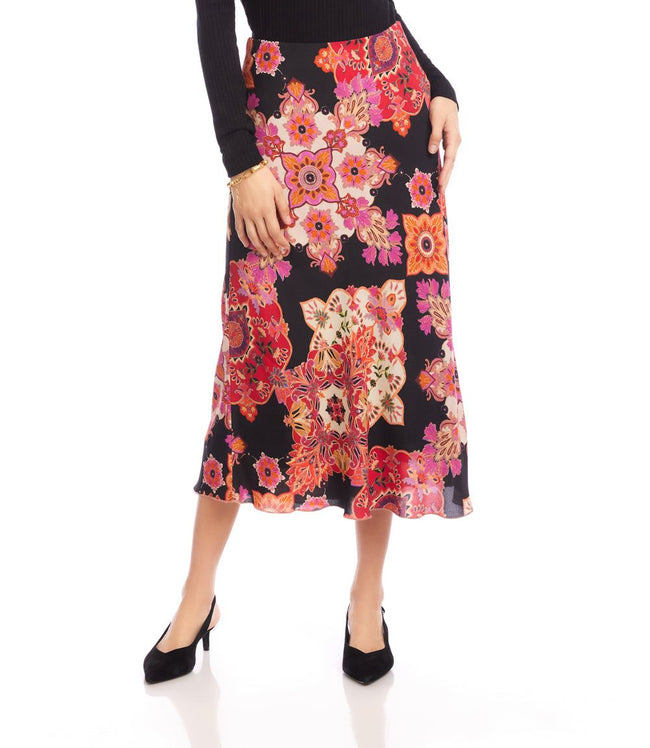 Karen Kane Print Bias Cut Midi Skirt Karen Kane