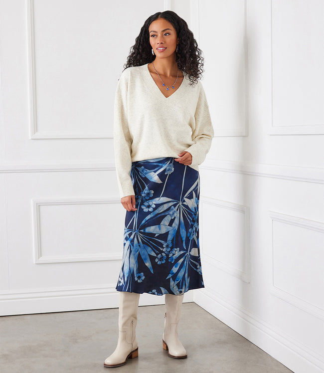 karen kane Print Bias Cut Midi Skirt Karen Kane