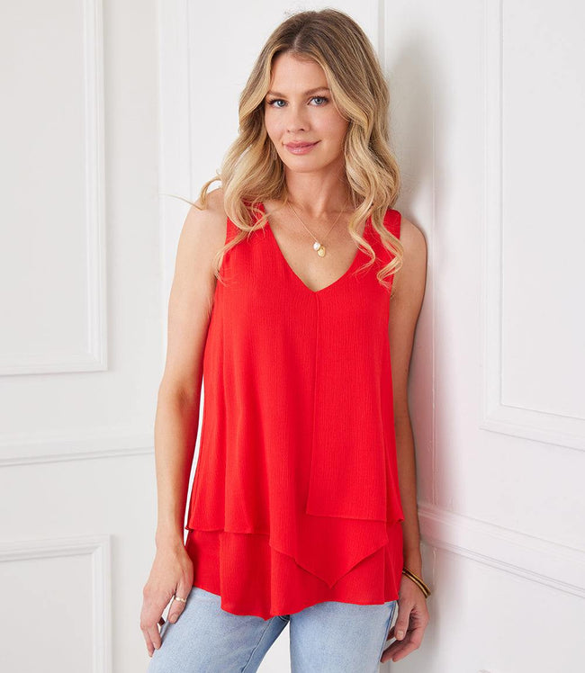 karen kane Red Layered Tank Karen Kane