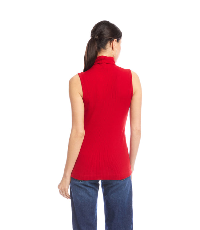 Karen Kane Red Ribbed Turtleneck Tank Karen Kane