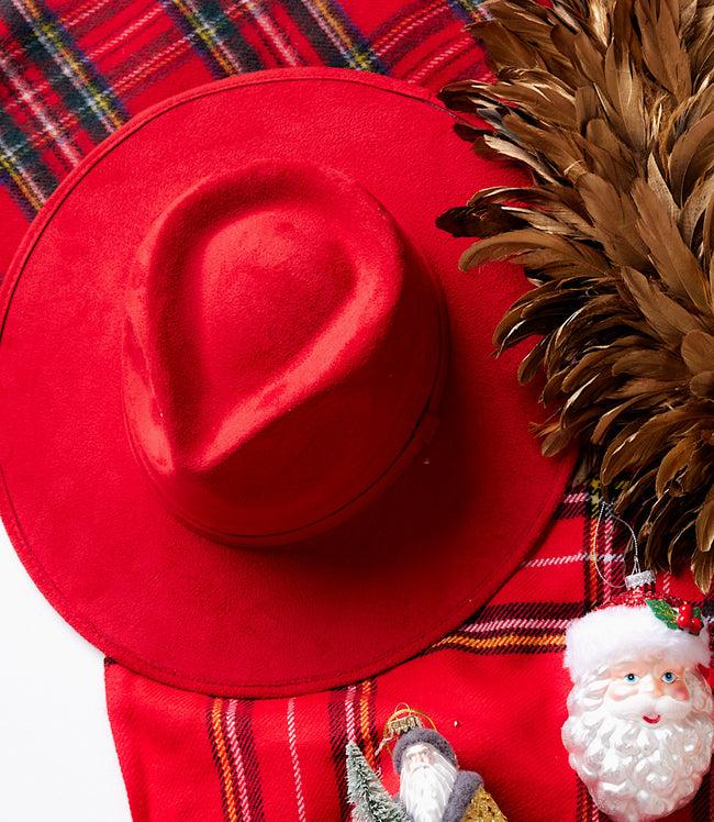 Karen Kane Red Vegan Suede Rancher Hat Karen Kane