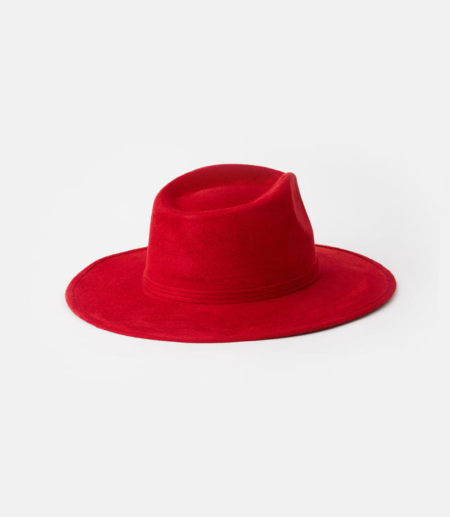Karen Kane Red Vegan Suede Rancher Hat Karen Kane