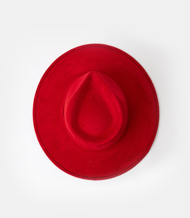 Karen Kane Red Vegan Suede Rancher Hat Karen Kane
