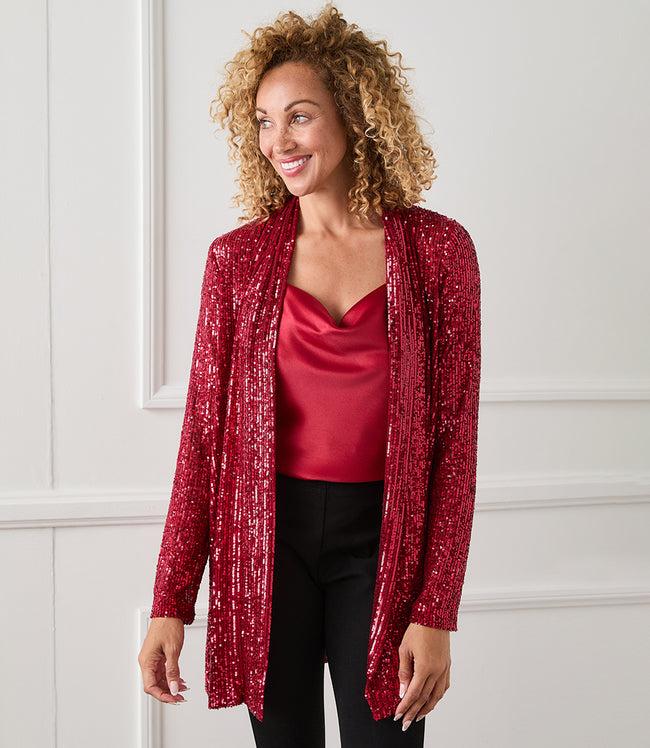 Karen Kane Ruby Sequin Duster Karen Kane