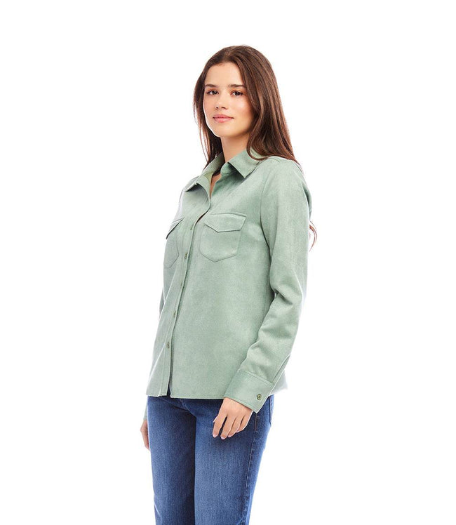 Karen Kane Sage Faux Suede Shirt Karen Kane