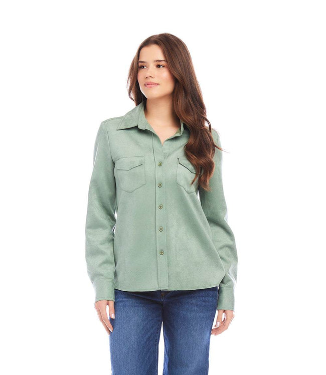 karen kane Sage Faux Suede Shirt Karen Kane