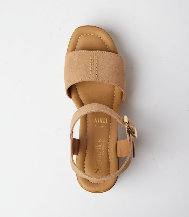 Karen Kane Sand Cityscape Block Sandals Karen Kane