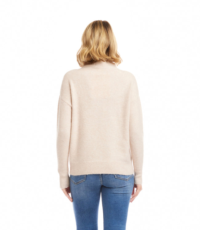 Karen Kane Sand Mock Neck Sweater Karen Kane