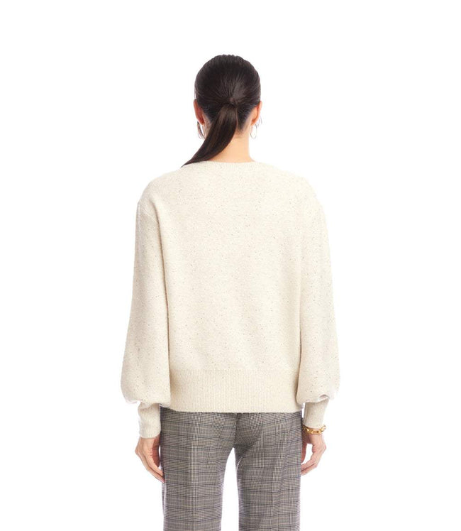 Karen Kane Sand Sequin V-Neck Sweater Karen Kane
