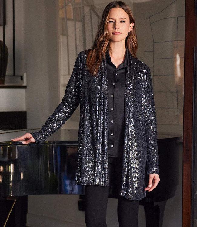 karen kane Smoke Sequin Duster Karen Kane