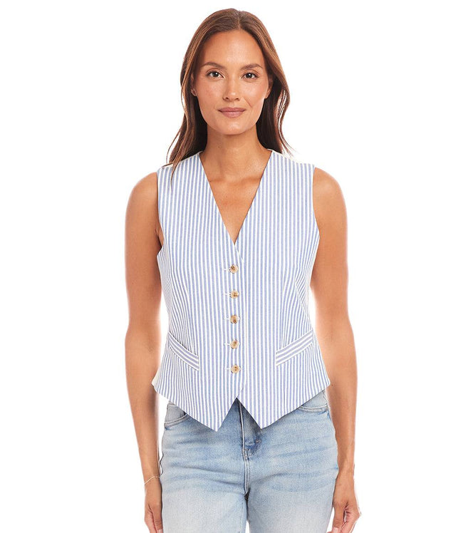 Karen Kane Stripe Stripe Button-Up Vest Karen Kane