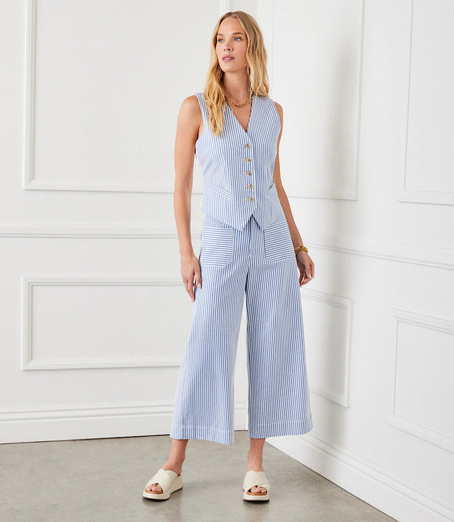 karen kane Stripe Stripe Button-Up Vest Karen Kane