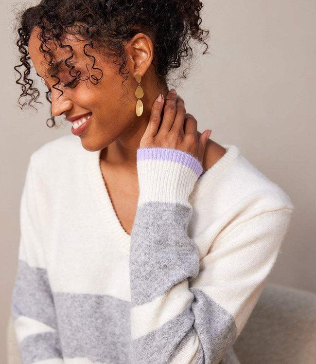 Karen Kane Stripe Stripe V-Neck Sweater Karen Kane