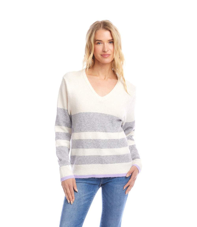 Karen Kane Stripe Stripe V-Neck Sweater Karen Kane