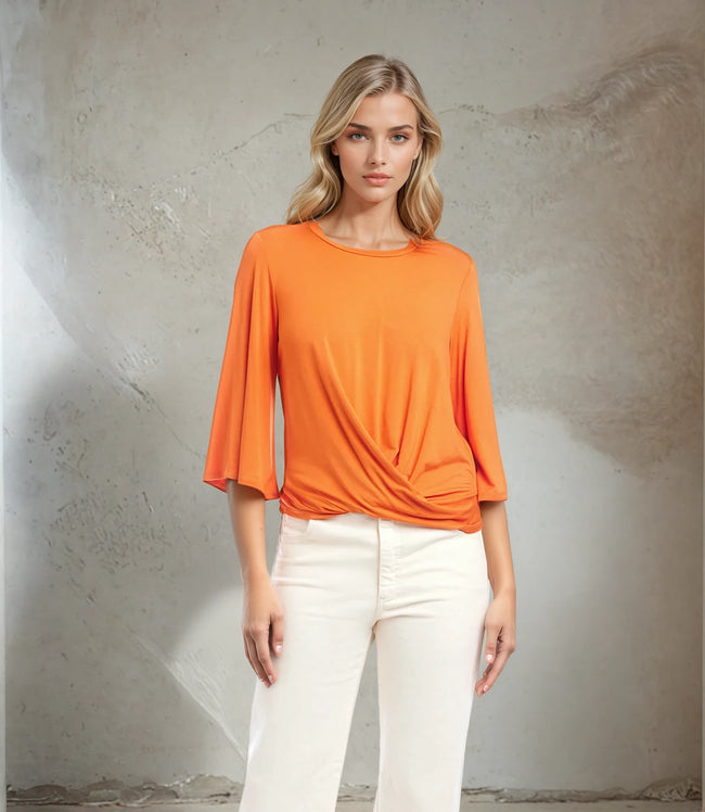 karen kane Tangerine Drape Front Top Karen Kane