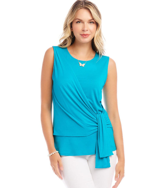 Karen Kane Teal Side Drape Top Karen Kane