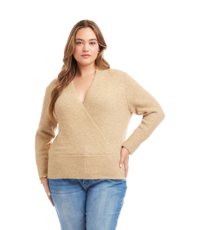 karen kane Wheat Plus Size Wrap Sweater Karen Kane